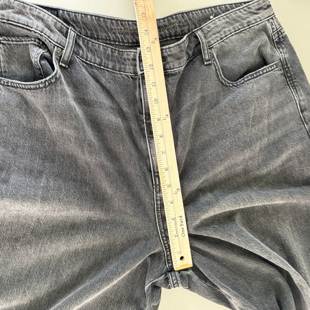 American Eagle Wide Leg Jeans 16L Grey Cotton High Rise Grunge Streetwear Indie - Picture 14 of 16